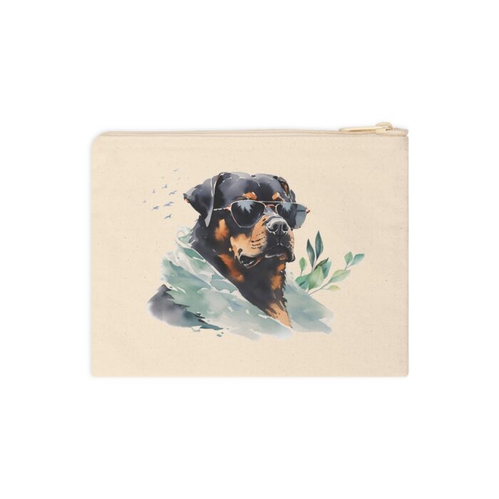 High-quality Rottweiler Zipper Pouch made from premium cotton canvas showcasing a majestic Rottweiler design.