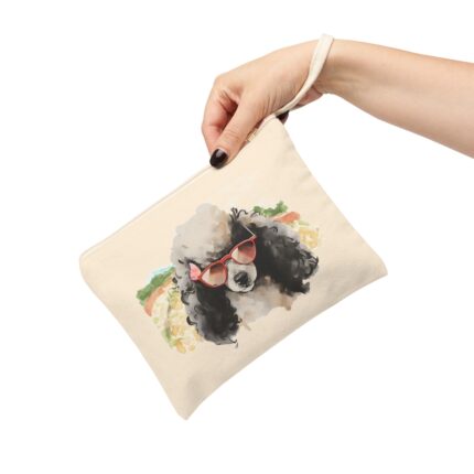 High-quality Poodle Zipper Pouch made from premium cotton canvas showcasing a majestic Poodle design.