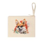 High-quality Pembroke Welsh Corgi Zipper Pouch made from premium cotton canvas showcasing a charming and vibrant Pembroke Welsh Corgi design.