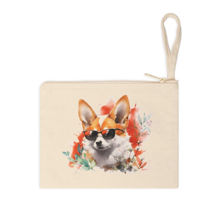 High-quality Pembroke Welsh Corgi Zipper Pouch made from premium cotton canvas showcasing a charming and vibrant Pembroke Welsh Corgi design.