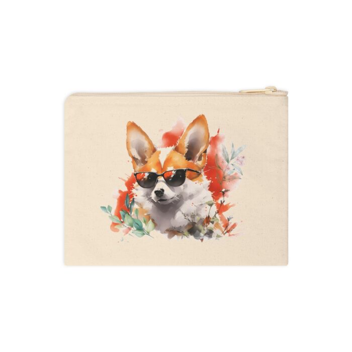 High-quality Pembroke Welsh Corgi Zipper Pouch made from premium cotton canvas showcasing a charming and vibrant Pembroke Welsh Corgi design.