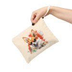 High-quality Pembroke Welsh Corgi Zipper Pouch made from premium cotton canvas showcasing a charming and vibrant Pembroke Welsh Corgi design.