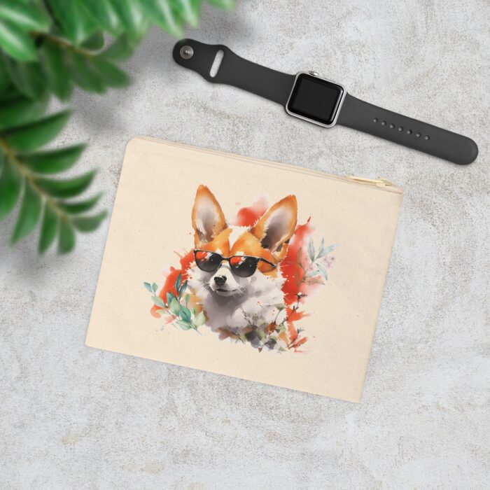 High-quality Pembroke Welsh Corgi Zipper Pouch made from premium cotton canvas showcasing a charming and vibrant Pembroke Welsh Corgi design.