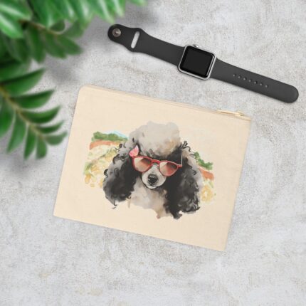 High-quality Poodle Zipper Pouch made from premium cotton canvas showcasing a majestic Poodle design.