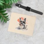 High-quality Miniature Schnauzer Zipper Pouch made from premium cotton canvas showcasing a heartwarming Miniature Schnauzer design.