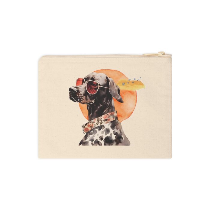High-quality German Shorthaired Pointer Zipper Pouch made from premium cotton canvas showcasing a dynamic German Shorthaired Pointer design.