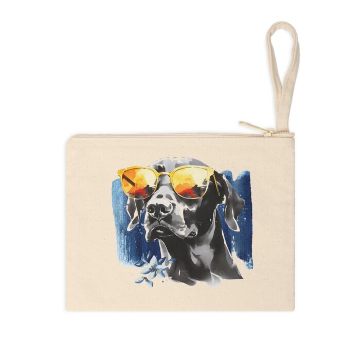 High-quality Black Labrador Retriever Zipper Pouch made from premium cotton canvas showcasing a majestic Black Labrador Retriever design.