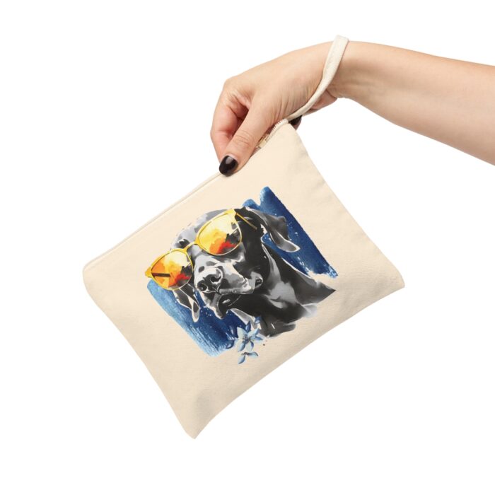 High-quality Black Labrador Retriever Zipper Pouch made from premium cotton canvas showcasing a majestic Black Labrador Retriever design.