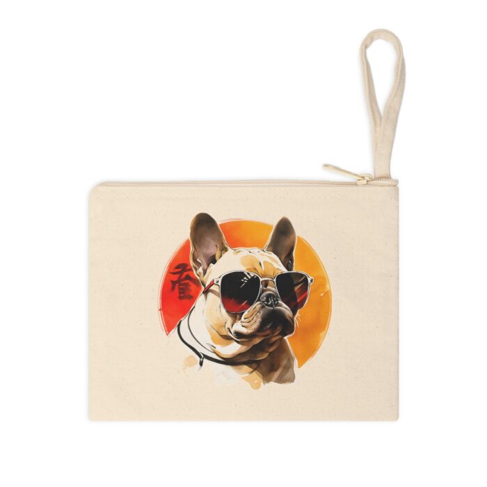 High-quality French Bulldog Zipper Pouch made from premium cotton canvas showcasing a heartwarming French Bulldog design.