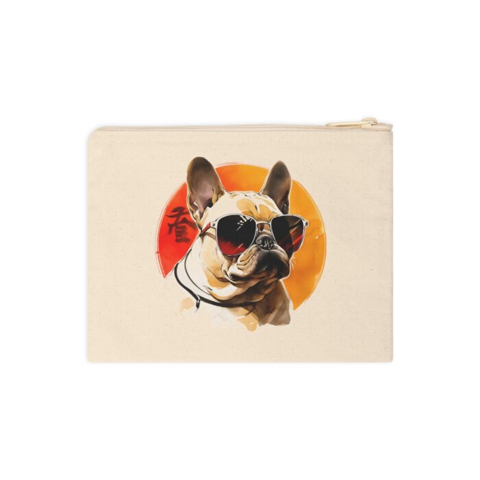 High-quality French Bulldog Zipper Pouch made from premium cotton canvas showcasing a heartwarming French Bulldog design.
