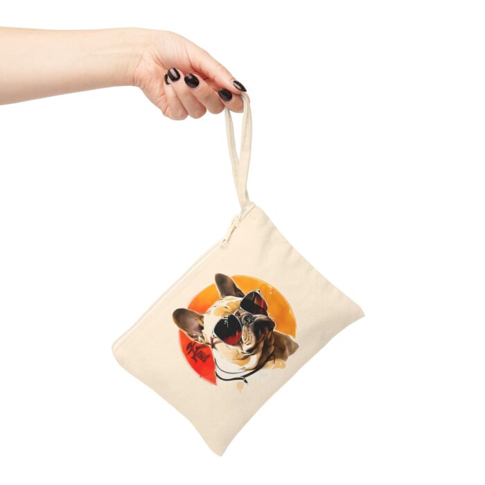 High-quality French Bulldog Zipper Pouch made from premium cotton canvas showcasing a heartwarming French Bulldog design.