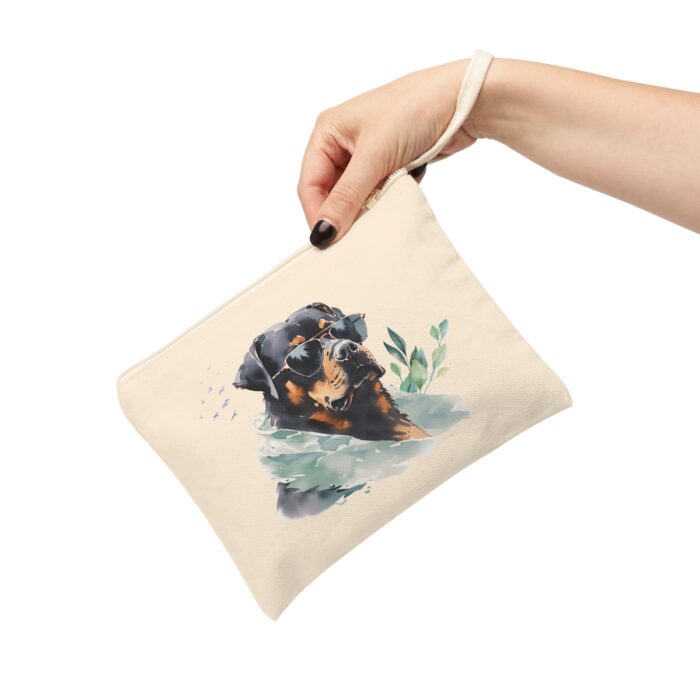 High-quality Rottweiler Zipper Pouch made from premium cotton canvas showcasing a majestic Rottweiler design.