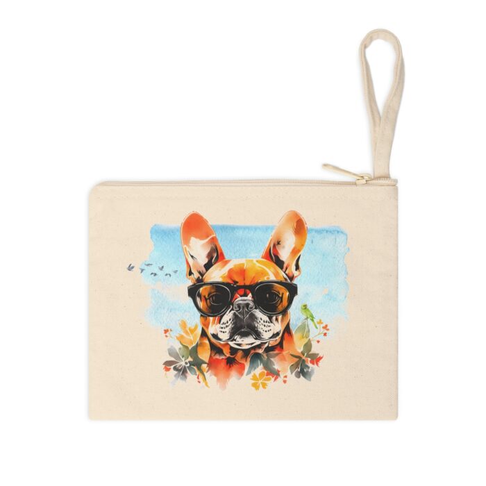 Chic Aesthetic, Convenient Carrying, Dog Lover Accessory, Durable Zipper, Elegant Design, Heartwarming French Bulldog Print, French Bulldog Zipper Pouch, Multipurpose Pouch, Premium Cotton Canvas, Unique Gift