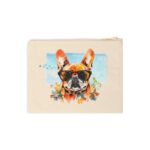 Chic Aesthetic, Convenient Carrying, Dog Lover Accessory, Durable Zipper, Elegant Design, Heartwarming French Bulldog Print, French Bulldog Zipper Pouch, Multipurpose Pouch, Premium Cotton Canvas, Unique Gift