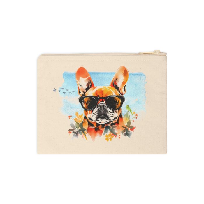 Chic Aesthetic, Convenient Carrying, Dog Lover Accessory, Durable Zipper, Elegant Design, Heartwarming French Bulldog Print, French Bulldog Zipper Pouch, Multipurpose Pouch, Premium Cotton Canvas, Unique Gift