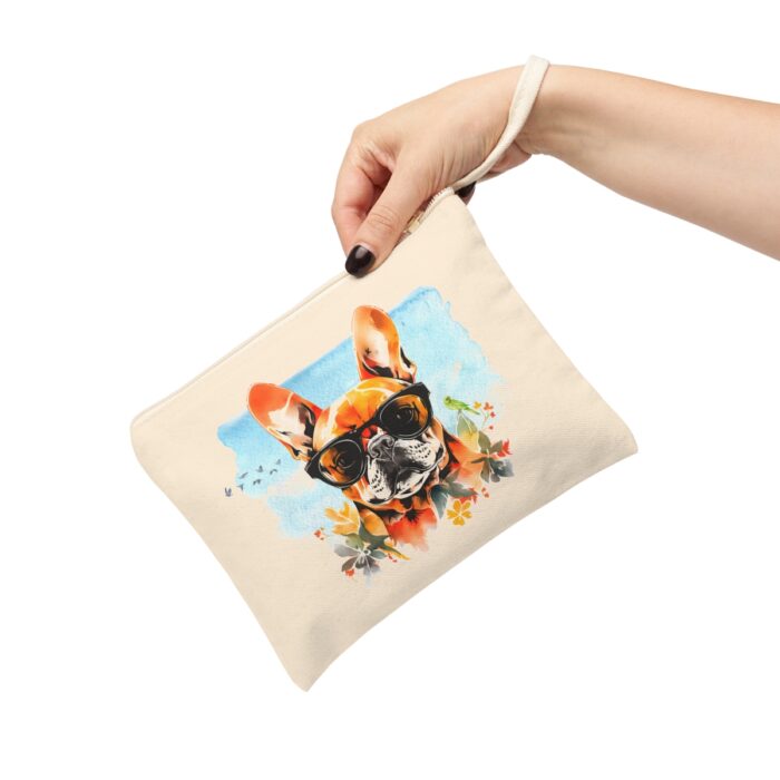 Chic Aesthetic, Convenient Carrying, Dog Lover Accessory, Durable Zipper, Elegant Design, Heartwarming French Bulldog Print, French Bulldog Zipper Pouch, Multipurpose Pouch, Premium Cotton Canvas, Unique Gift