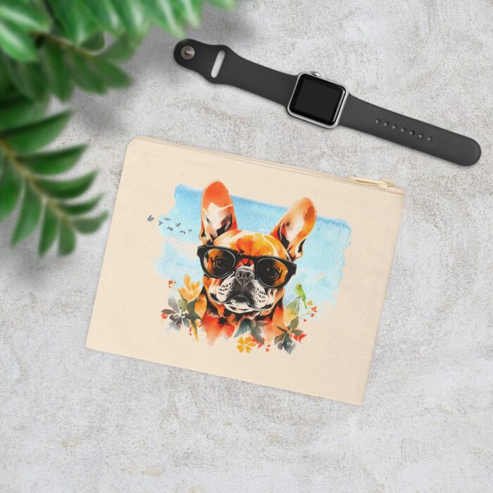 Chic Aesthetic, Convenient Carrying, Dog Lover Accessory, Durable Zipper, Elegant Design, Heartwarming French Bulldog Print, French Bulldog Zipper Pouch, Multipurpose Pouch, Premium Cotton Canvas, Unique Gift