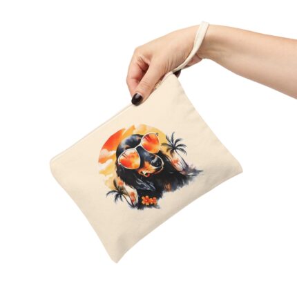 High-quality Dachshund Zipper Pouch made from premium cotton canvas showcasing a heartwarming Dachshund design.