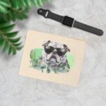 High-quality Bulldog Zipper Pouch made from premium cotton canvas showcasing a heartwarming Bulldog design.