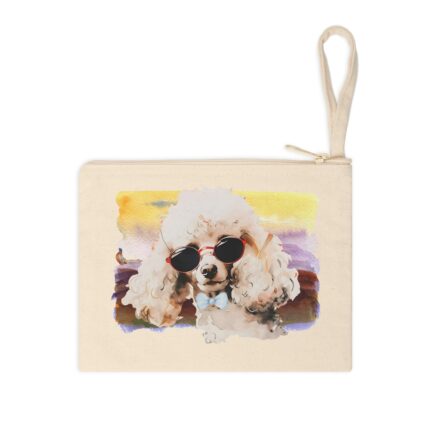 High-quality Poodle Zipper Pouch made from premium cotton canvas showcasing a sophisticated Poodle design.