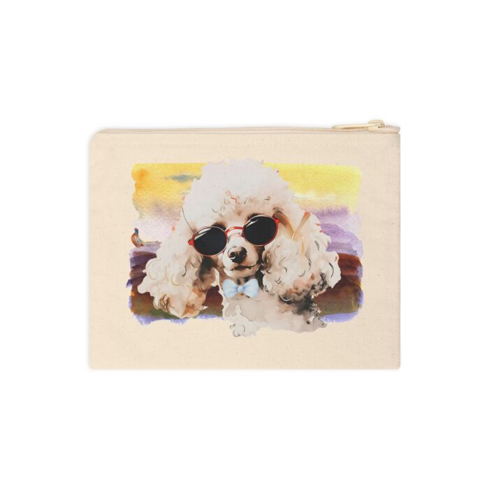 High-quality Poodle Zipper Pouch made from premium cotton canvas showcasing a sophisticated Poodle design.