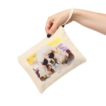 High-quality Poodle Zipper Pouch made from premium cotton canvas showcasing a sophisticated Poodle design.