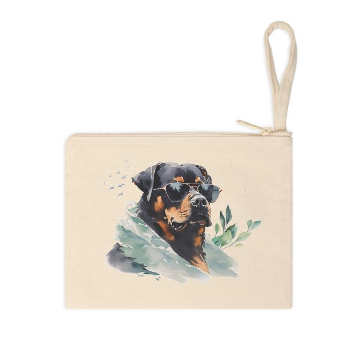 High-quality Rottweiler Zipper Pouch made from premium cotton canvas showcasing a majestic Rottweiler design.