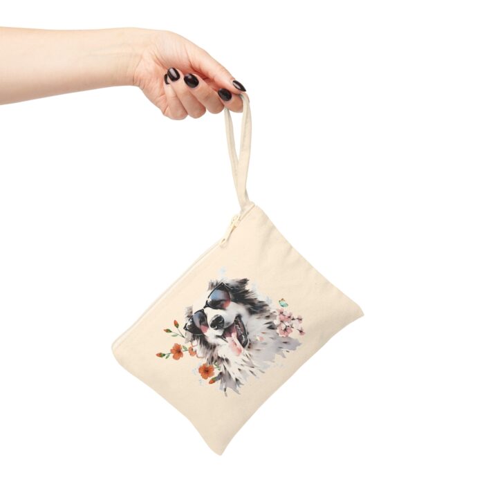 High-quality Australian Shepherd Zipper Pouch made from premium cotton canvas showcasing an intelligent and vibrant Australian Shepherd design.