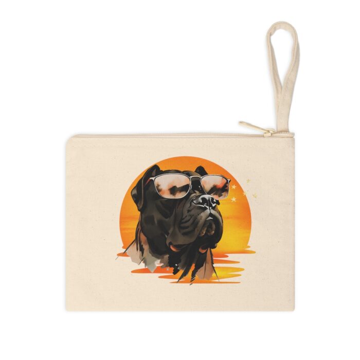 High-quality Cane Corso Zipper Pouch made from premium cotton canvas showcasing a powerful and regal Cane Corso design.